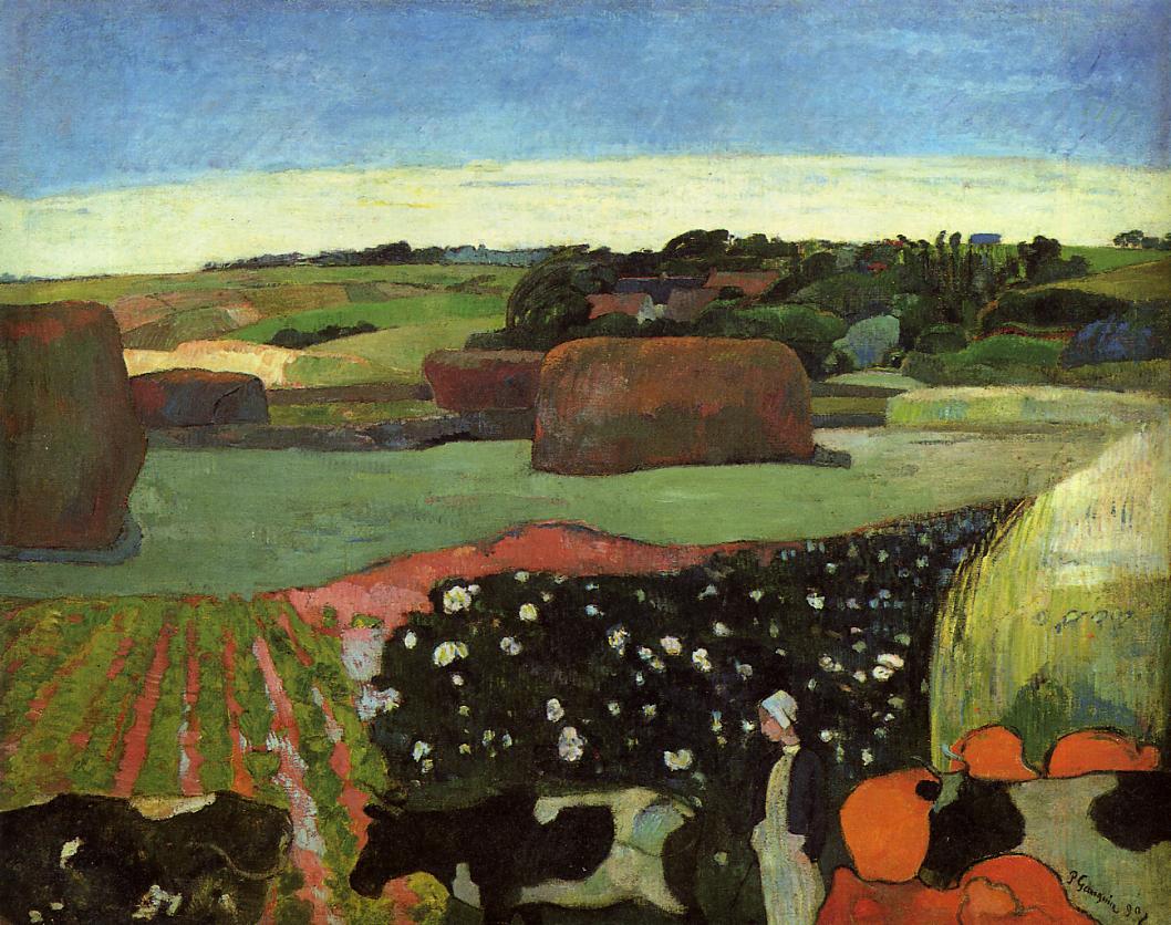 Haystacks in Britanny - Paul Gauguin Painting